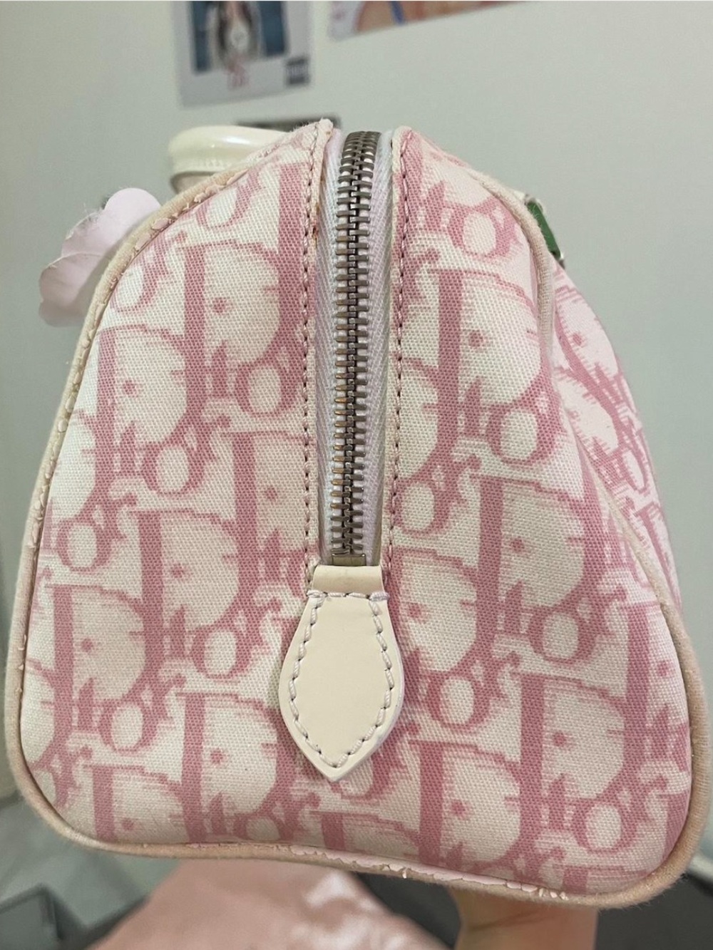 Dior Pink Logo Mini Satchel with Pearl Flower Appliqués - Picture 2 of 12